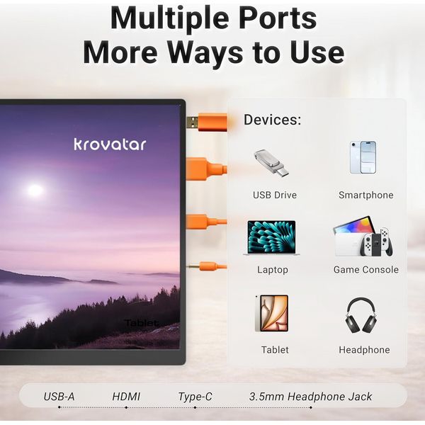 Krovatar 18.5'' FHD IPS 1080P Blu Ray Disc Player with Monitor