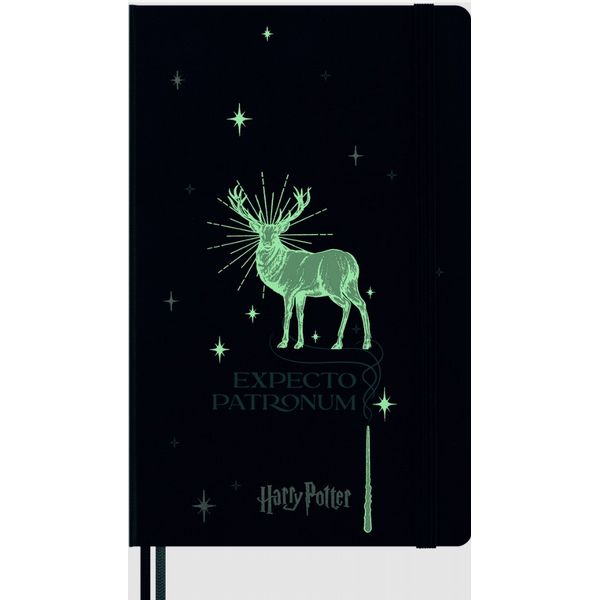 Moleskine Wizarding World Harry Potter Spells Collection Patronum Notebook: Ruled Notebook with Phosphorescent Hardcover and Custom Endpapers