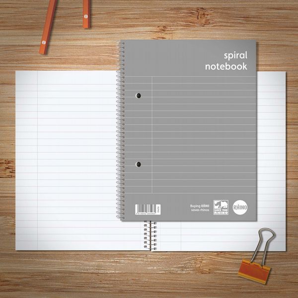 RHINO Everyday A5+ Spiral Notebook 160 Pages / 80 Leaf 8mm Lined with Margin