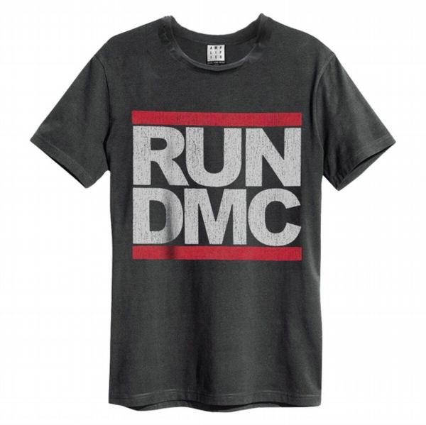 Run Dmc Logo Amplified Vintage Charcoal Medium T Shirt